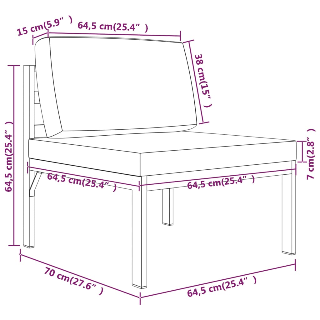 loungesæt til haven 10 dele med hynder aluminium antracitgrå