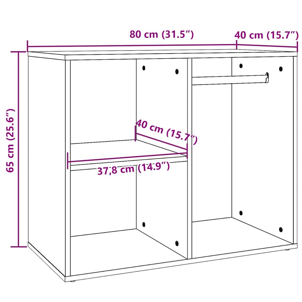 skab 80x40x65 cm konstrueret træ røget egetræ