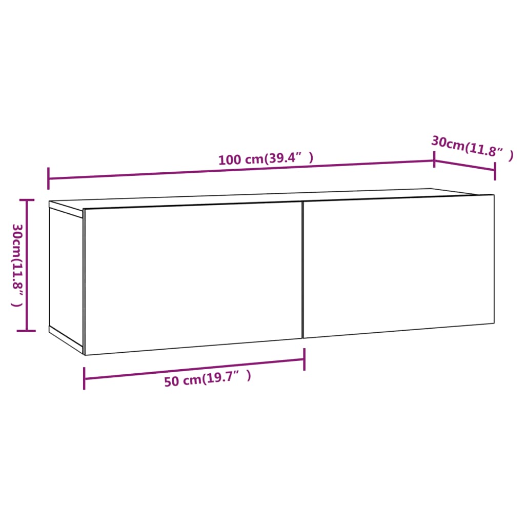 tv-skabssæt 8 dele konstrueret træ sonoma-eg