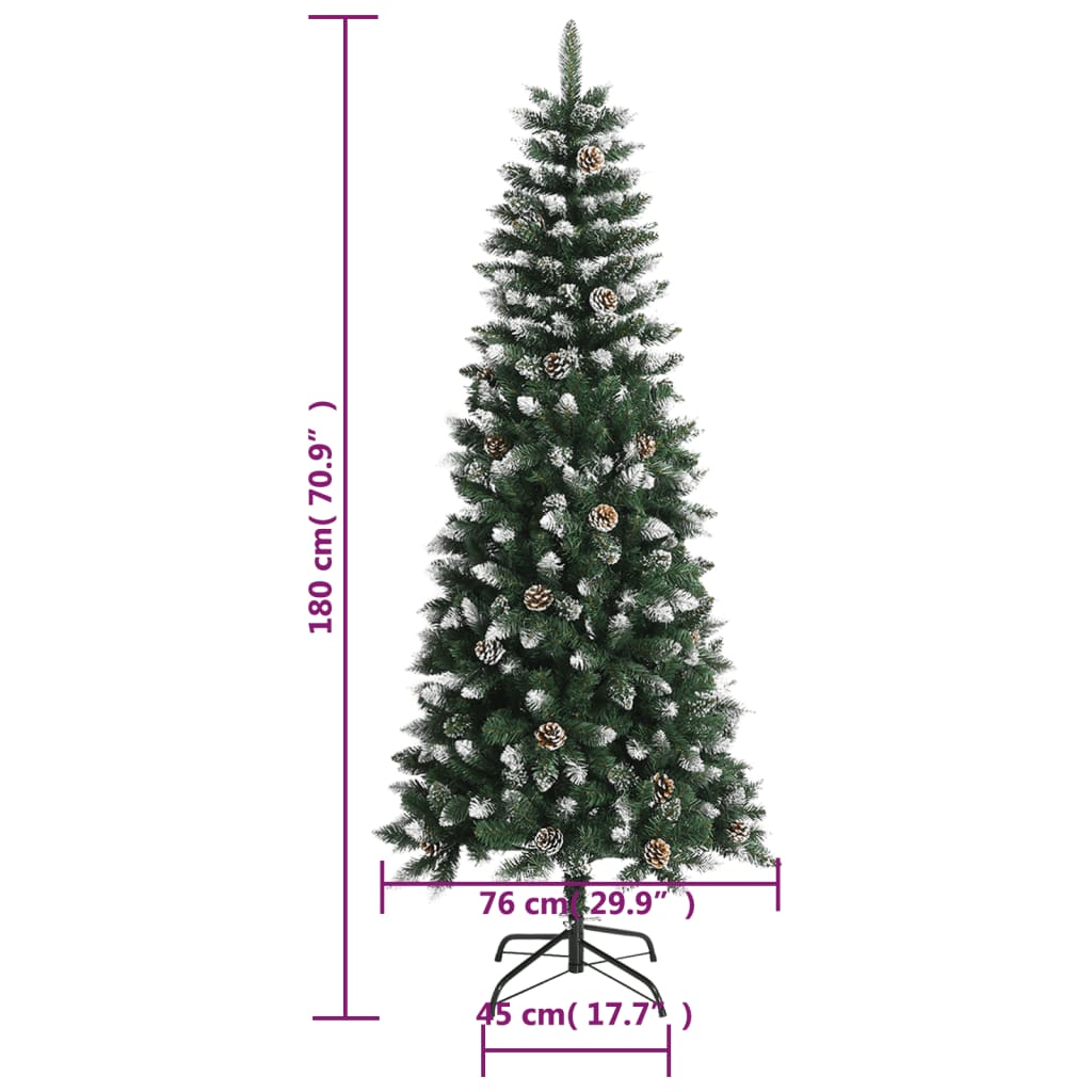 kunstigt juletræ med juletræsfod 180 cm PVC grøn