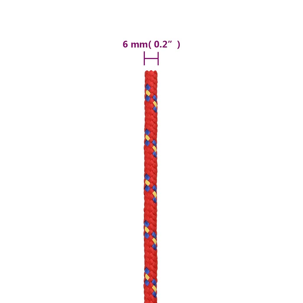 tovværk til båd 6 mm 25 m polypropylen rød