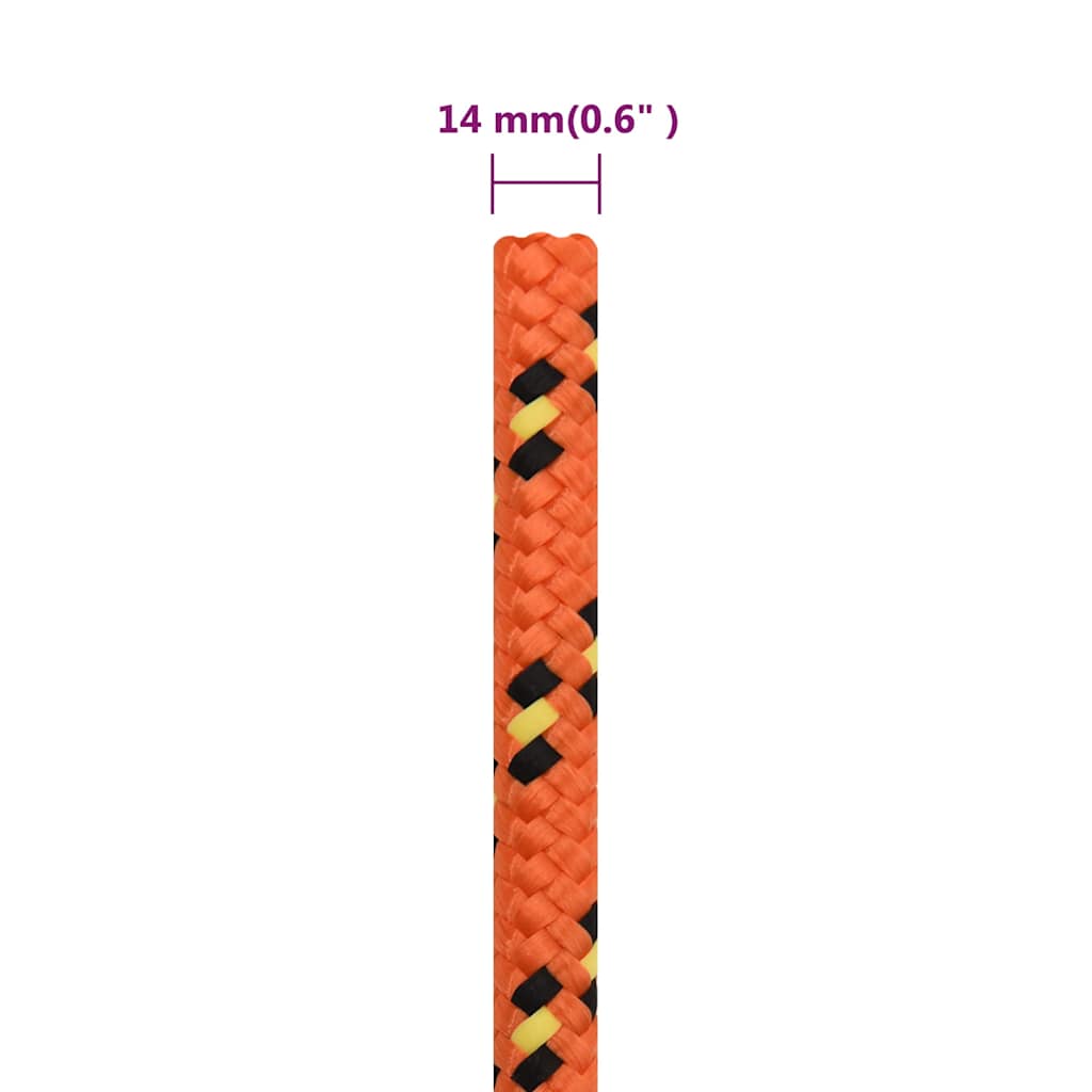 tovværk til båd 14 mm 25 m polypropylen orange