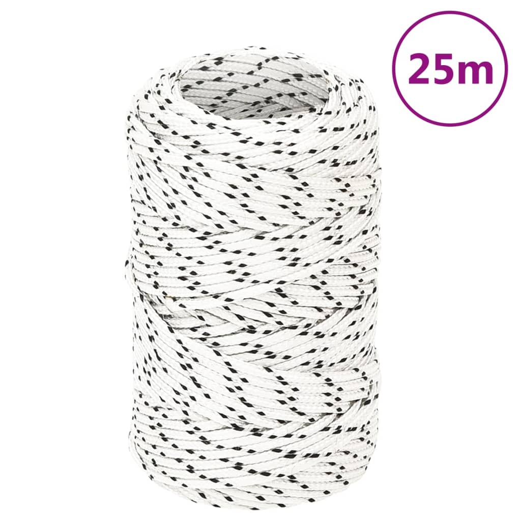 flettet tovværk 2 mm x 25 m polyester hvid