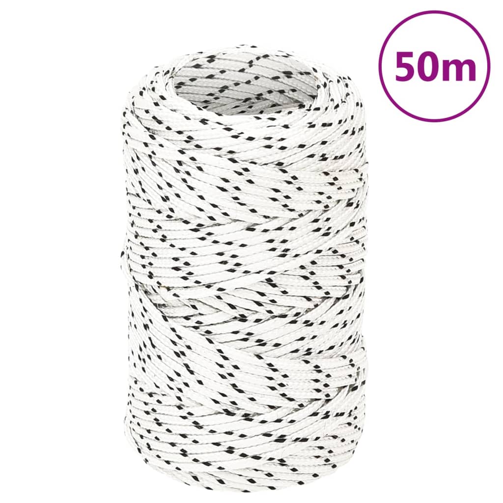 flettet tovværk 2 mm x 50 m polyester hvid