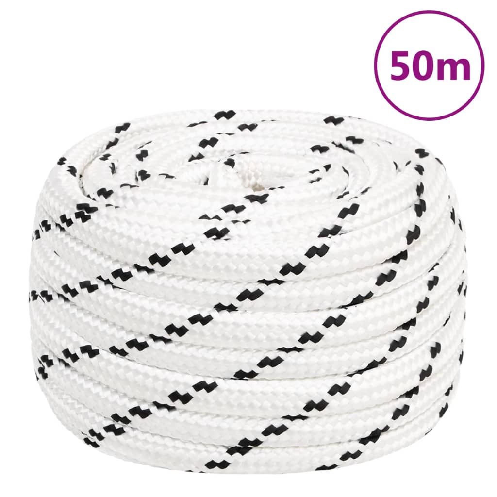 flettet tovværk 20 mm x 50 m polyester hvid