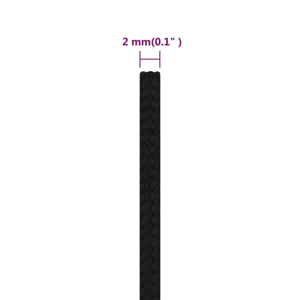 arbejdsreb 2 mm 100 m polyester sort