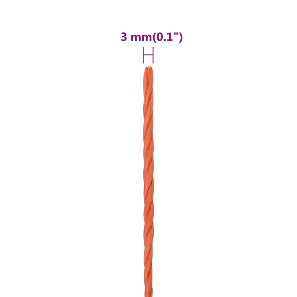 arbejdsreb 3 mm 50 m polypropylen orange