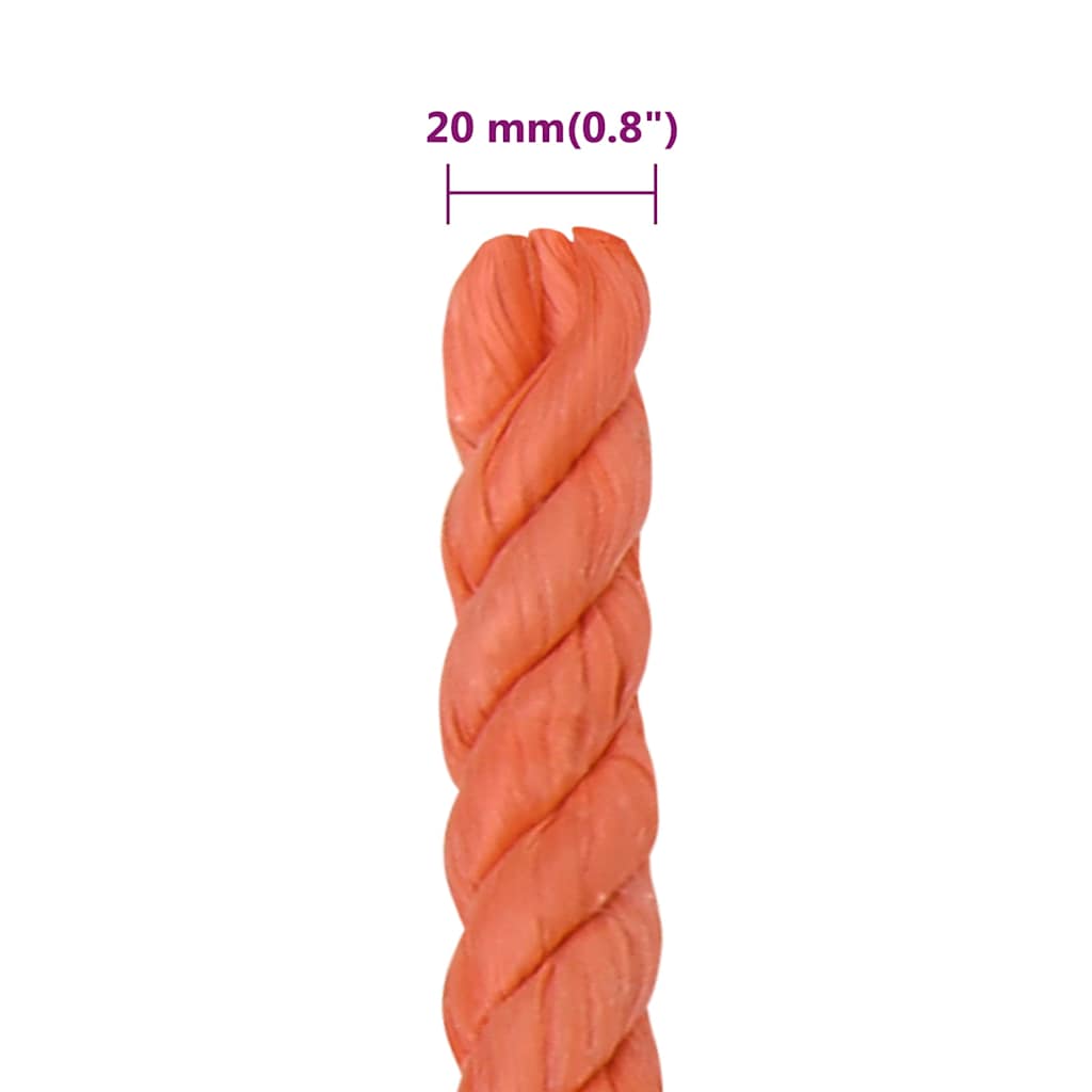 arbejdsreb 20 mm 25 m polypropylen orange