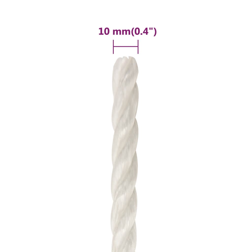 arbejdsreb 10 mm 250 m polypropylen hvid