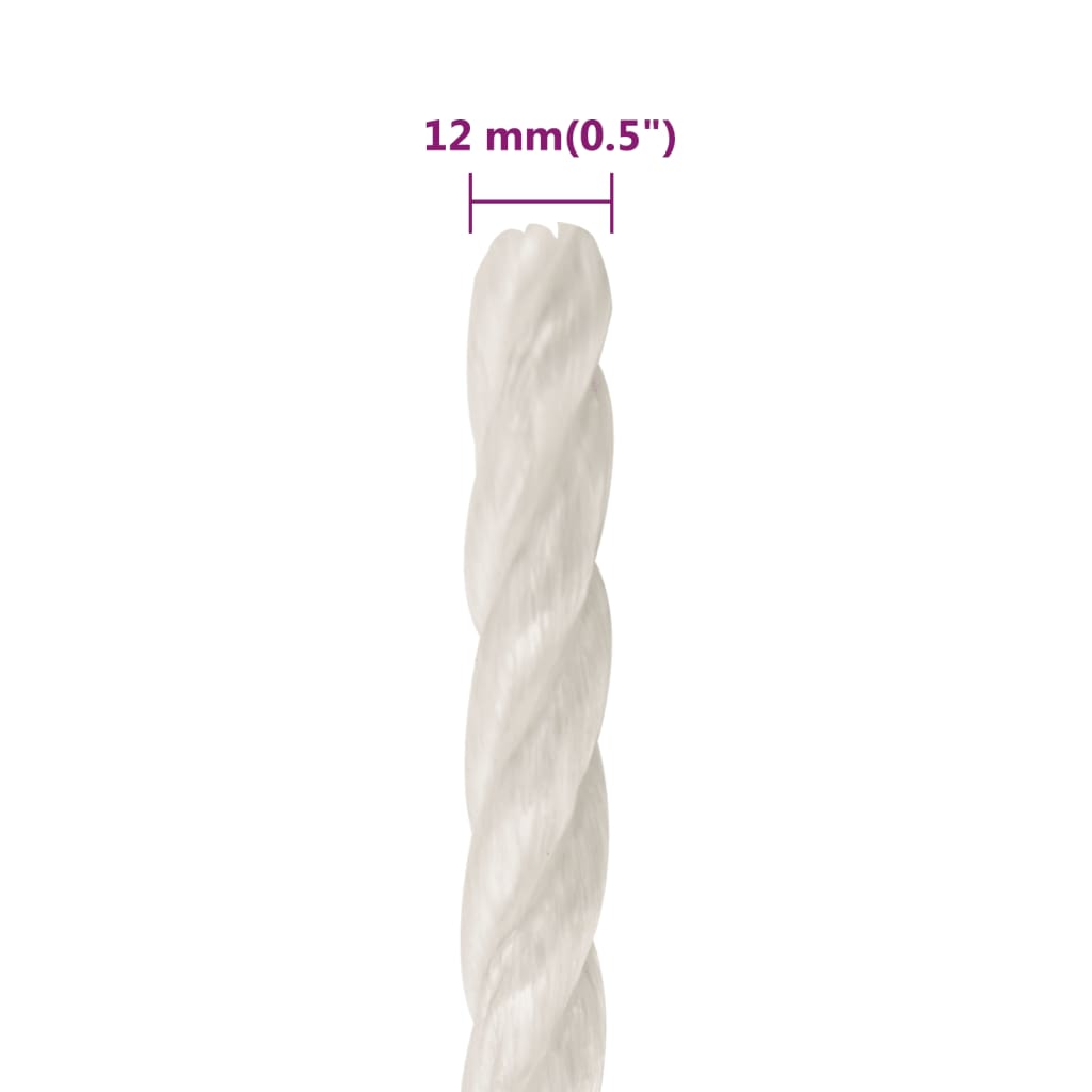 arbejdsreb 12 mm 100 m polypropylen hvid