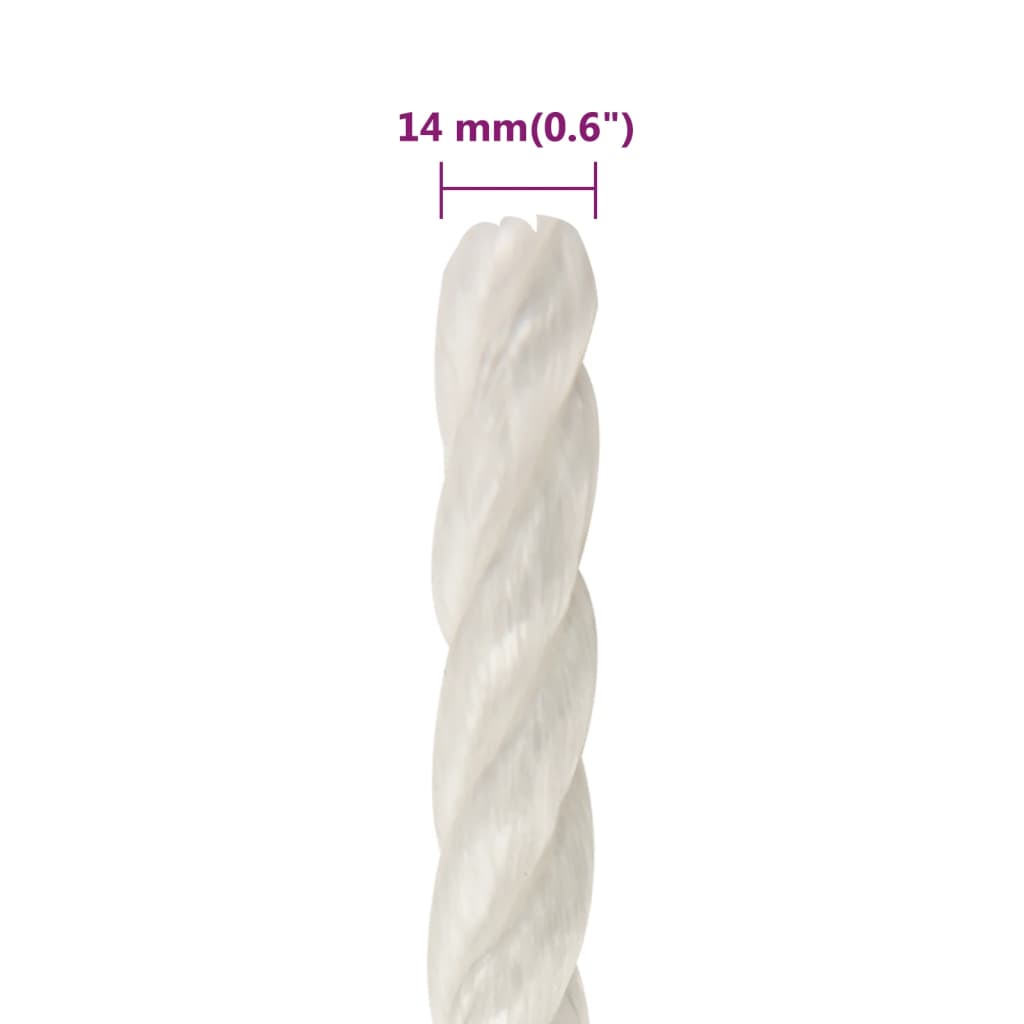arbejdsreb 14 mm 250 m polypropylen hvid