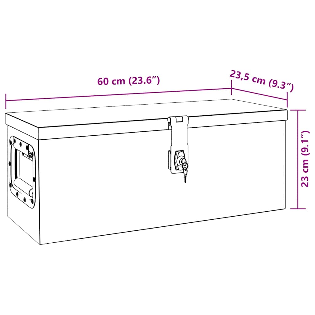 opbevaringskasse 60x23,5x23 cm aluminium sort
