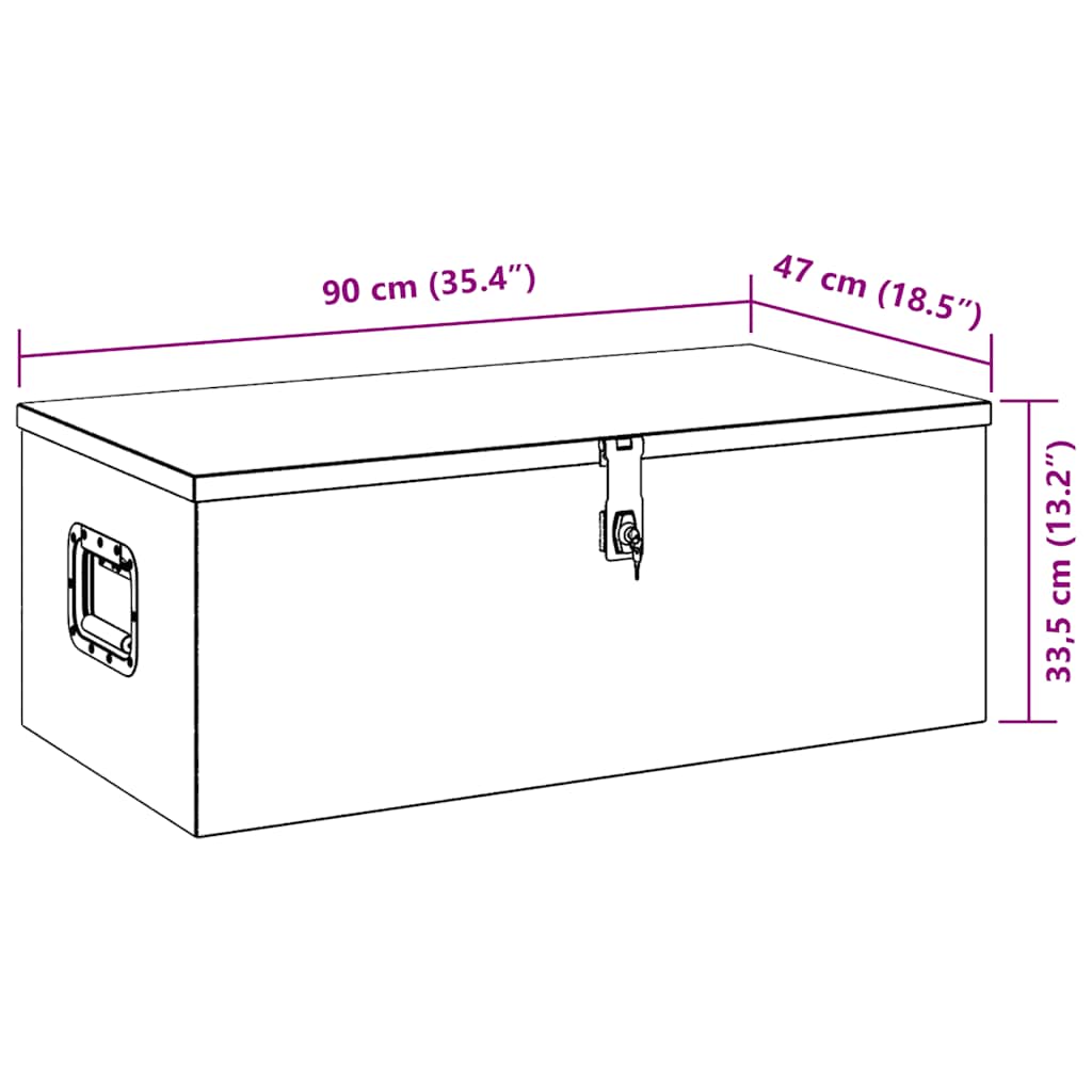 opbevaringskasse 90x47x33,5 cm aluminium sort