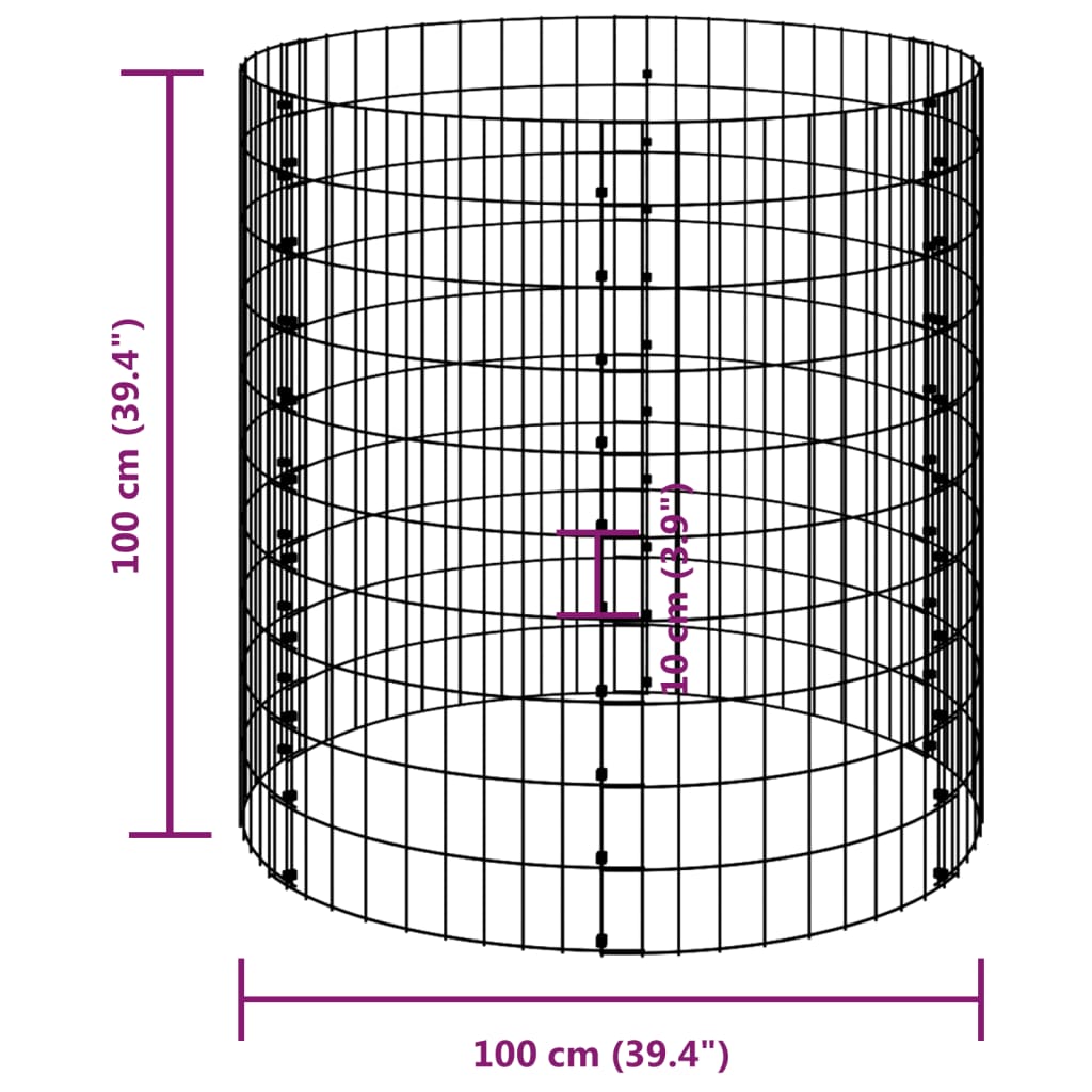 kompostbeholder Ø100x100 cm galvaniseret stål