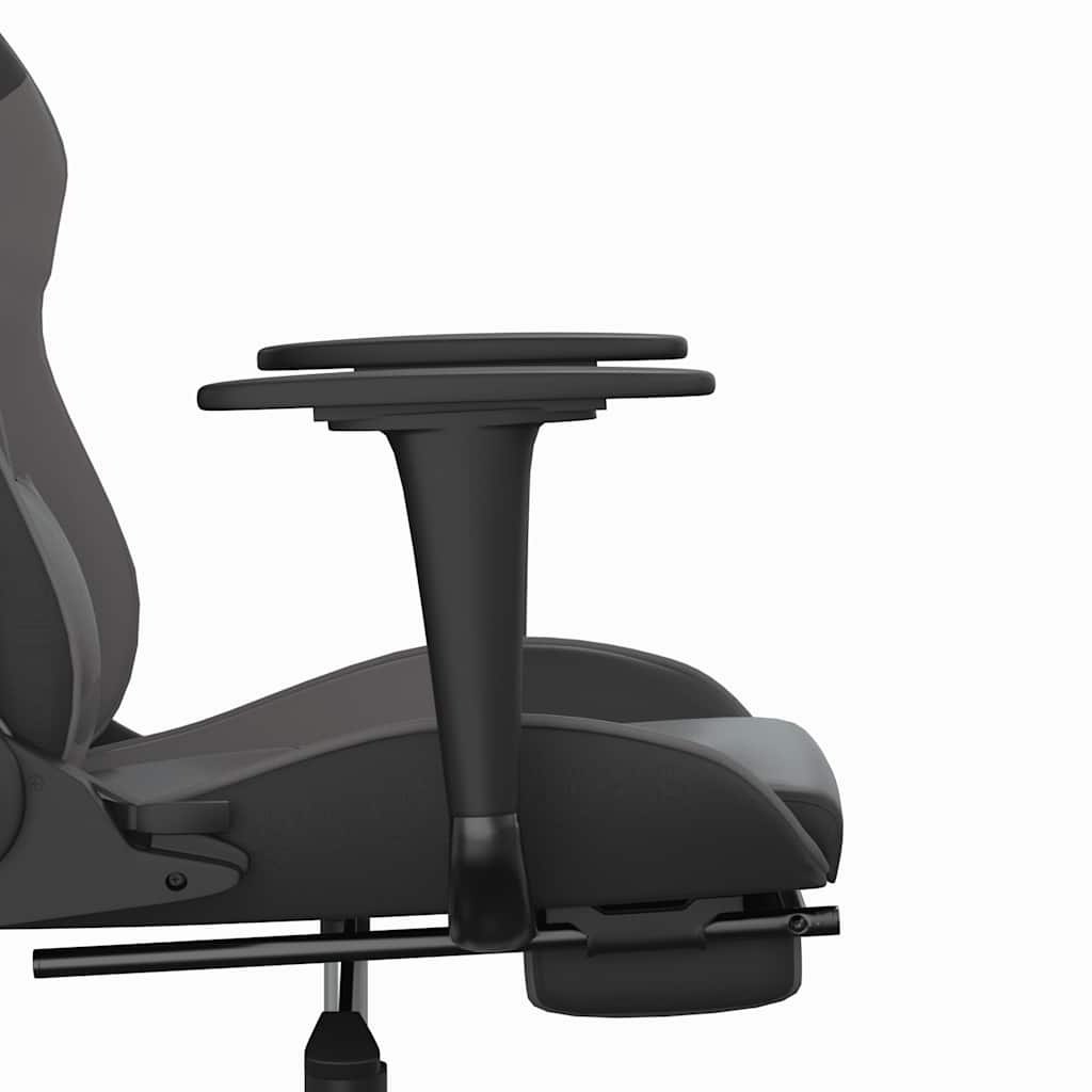 gamingstol m. massagefunktion og fodstøtte kunstlæder sort grå