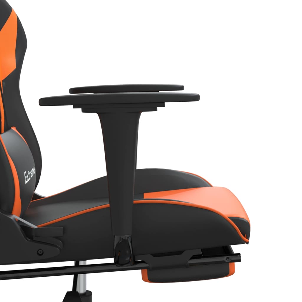 gamingstol m. massage og fodstøtte kunstlæder sort og orange