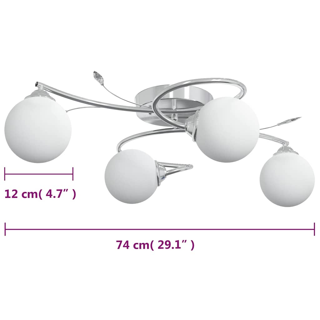 loftlampe med runde glasskærme til 4 G9 LED-pærer