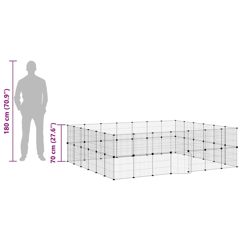 52-panels kæledyrsindhegning med låge 245x210x70 cm stål sort