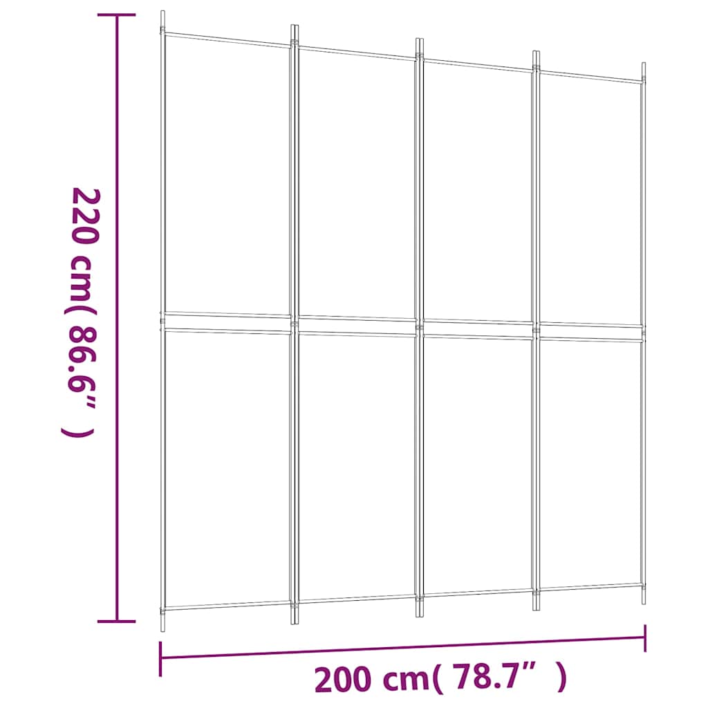 4-panels rumdeler 200x220 cm stof sort
