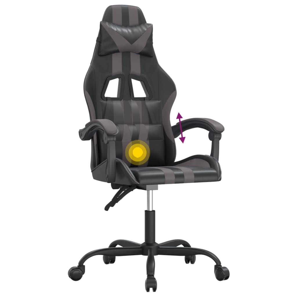 drejelig gamingstol kunstlæder sort og grå
