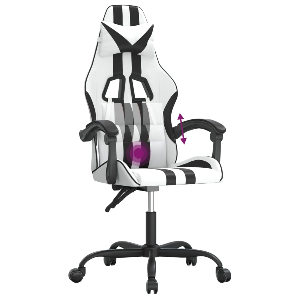 drejelig gamingstol kunstlæder hvid og sort