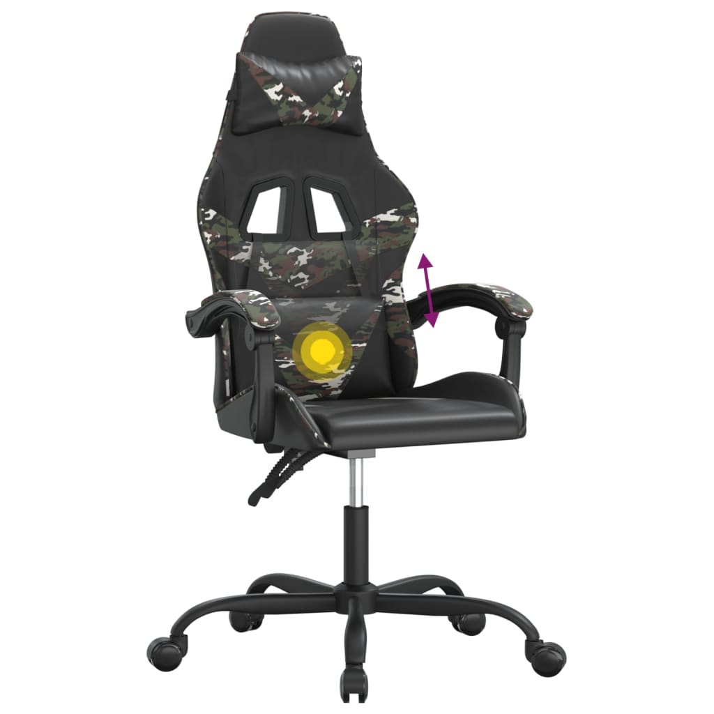 drejelig gamingstol kunstlæder sort og camouflage