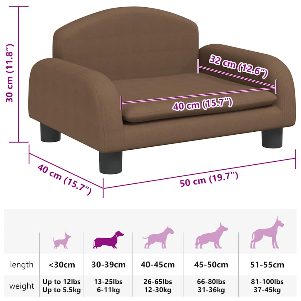 hundeseng 50x40x30 cm stof brun