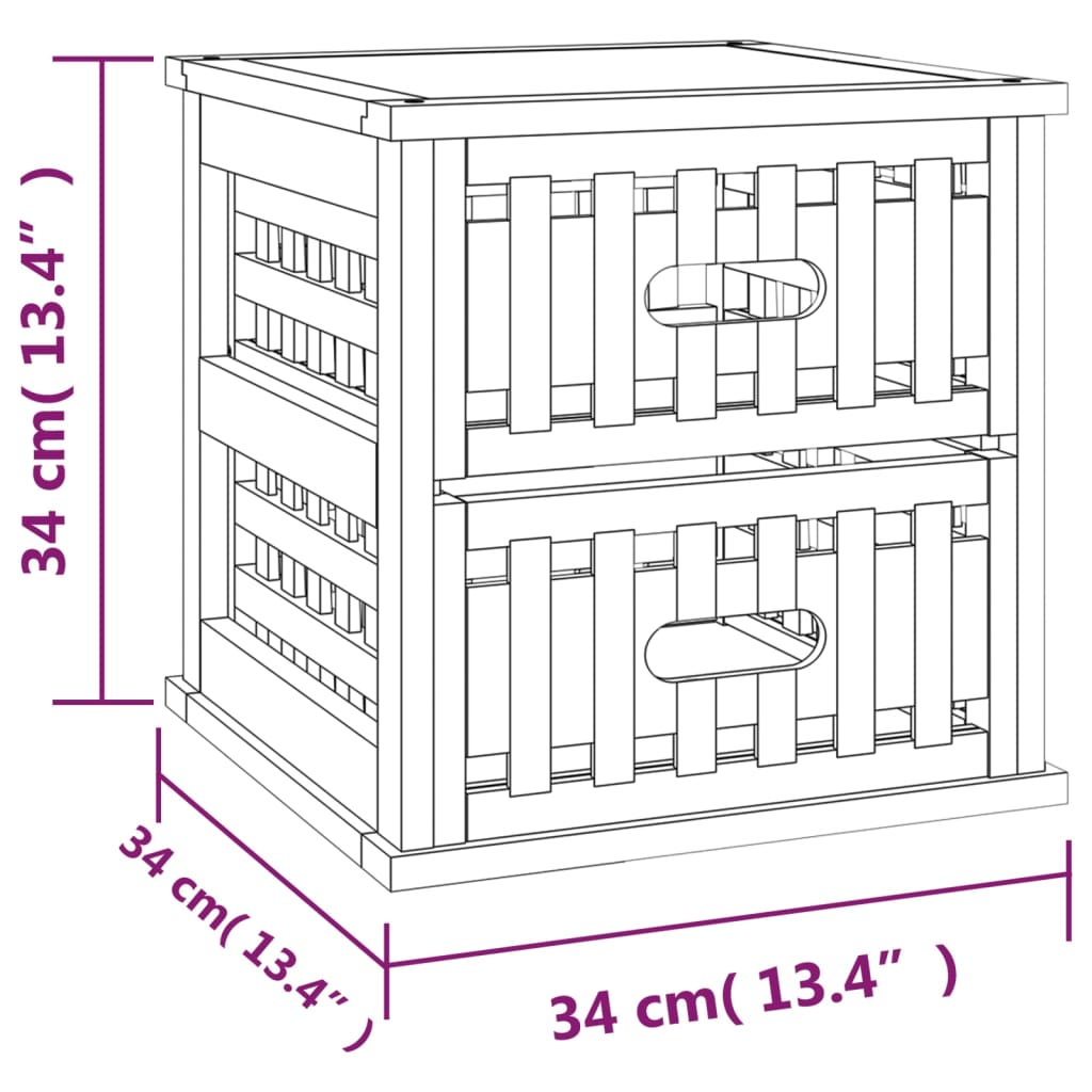 sengeborde 2 stk. 34x34x34 cm massivt valnøddetræ