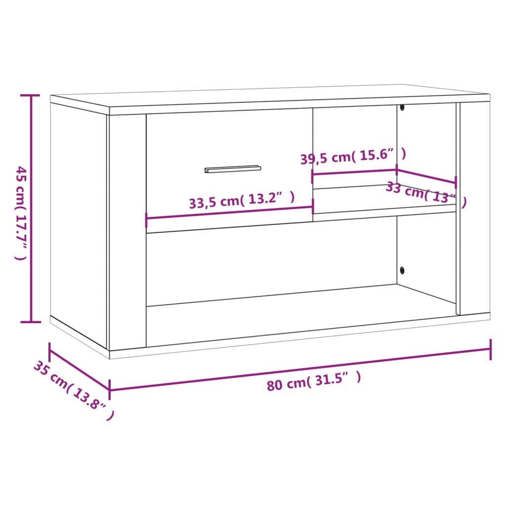 skoreol 80x35x45 cm konstrueret træ hvid højglans