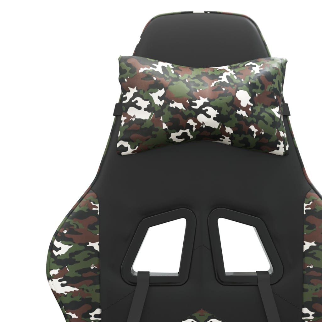 gamingstol med fodstøtte kunstlæder sort og camouflage