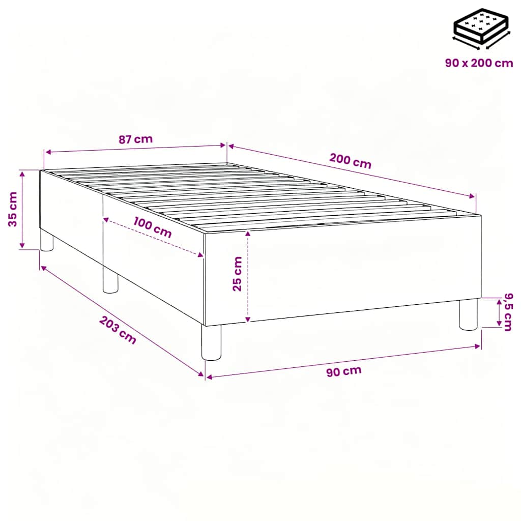 Boxspring sengeramme Mørkebrun 90x200 cm Stof