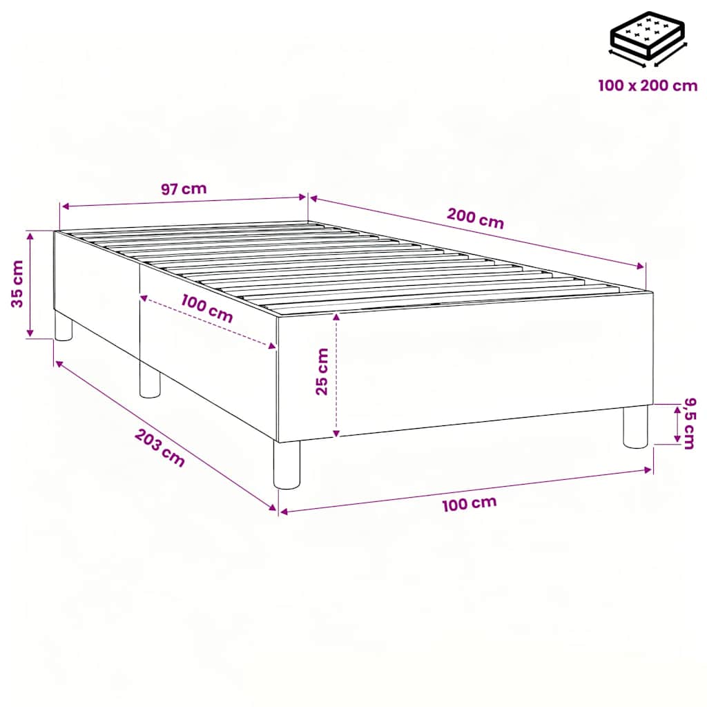 Boxspring sengeramme 100x200 cm stof blå