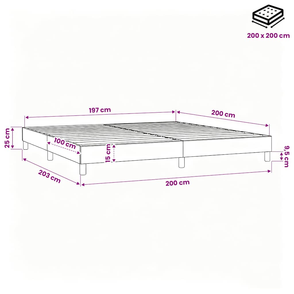 Boxspring sengeramme Grøn 200x200 cm Stof