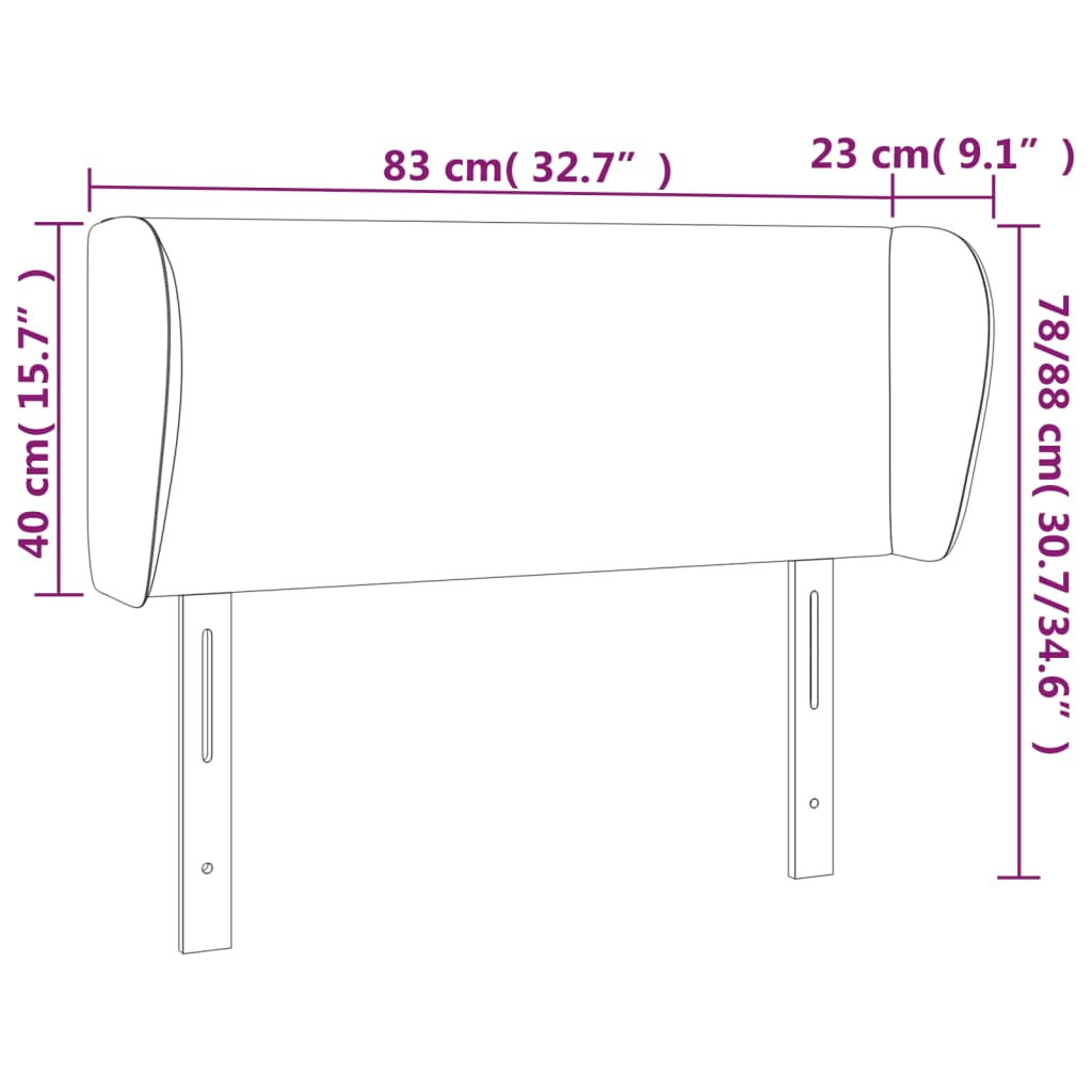 sengegavl med kanter 83x23x78/88 cm stof sort