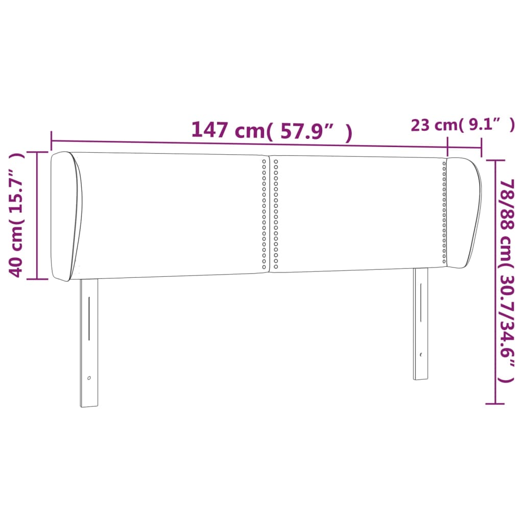 sengegavl med kanter 147x23x78/88 cm stof mørkegrå