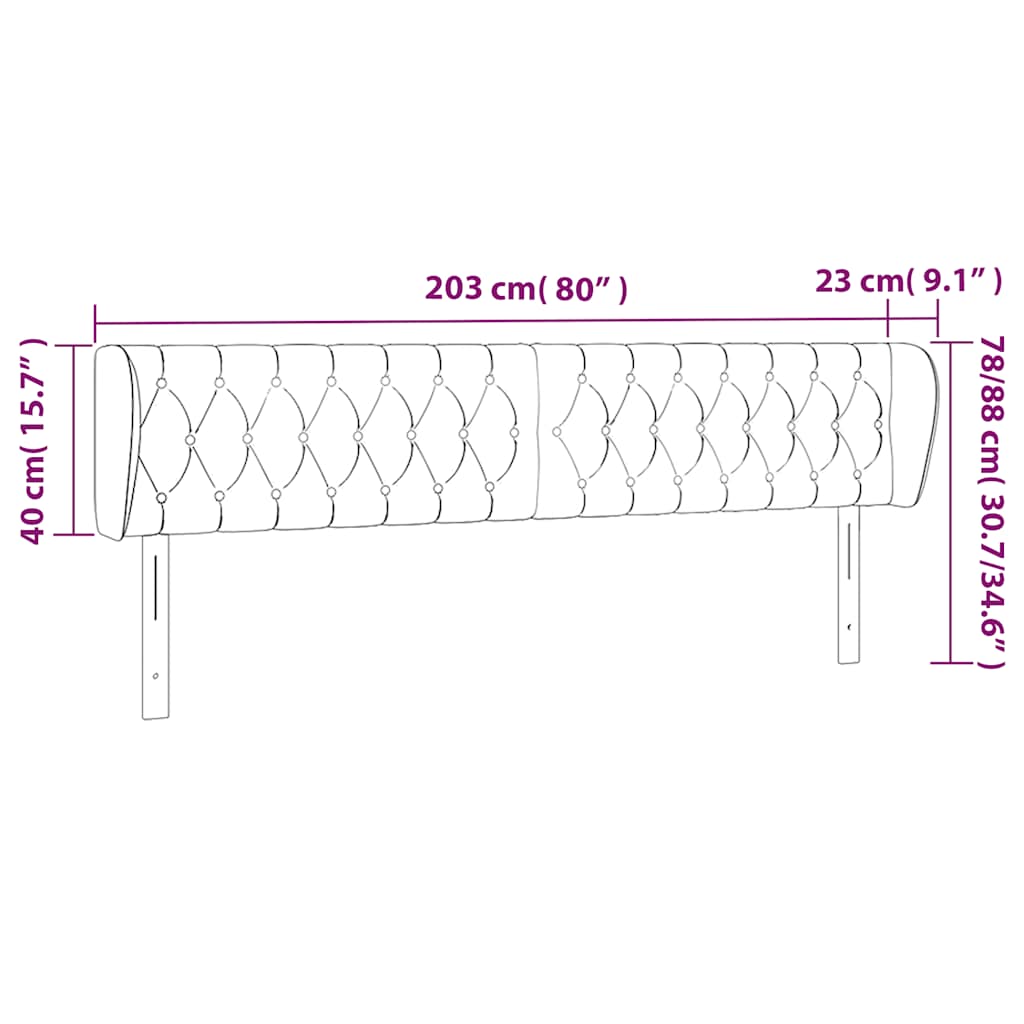 sengegavl med kanter 203x23x78/88 cm fløjl mørkegrøn