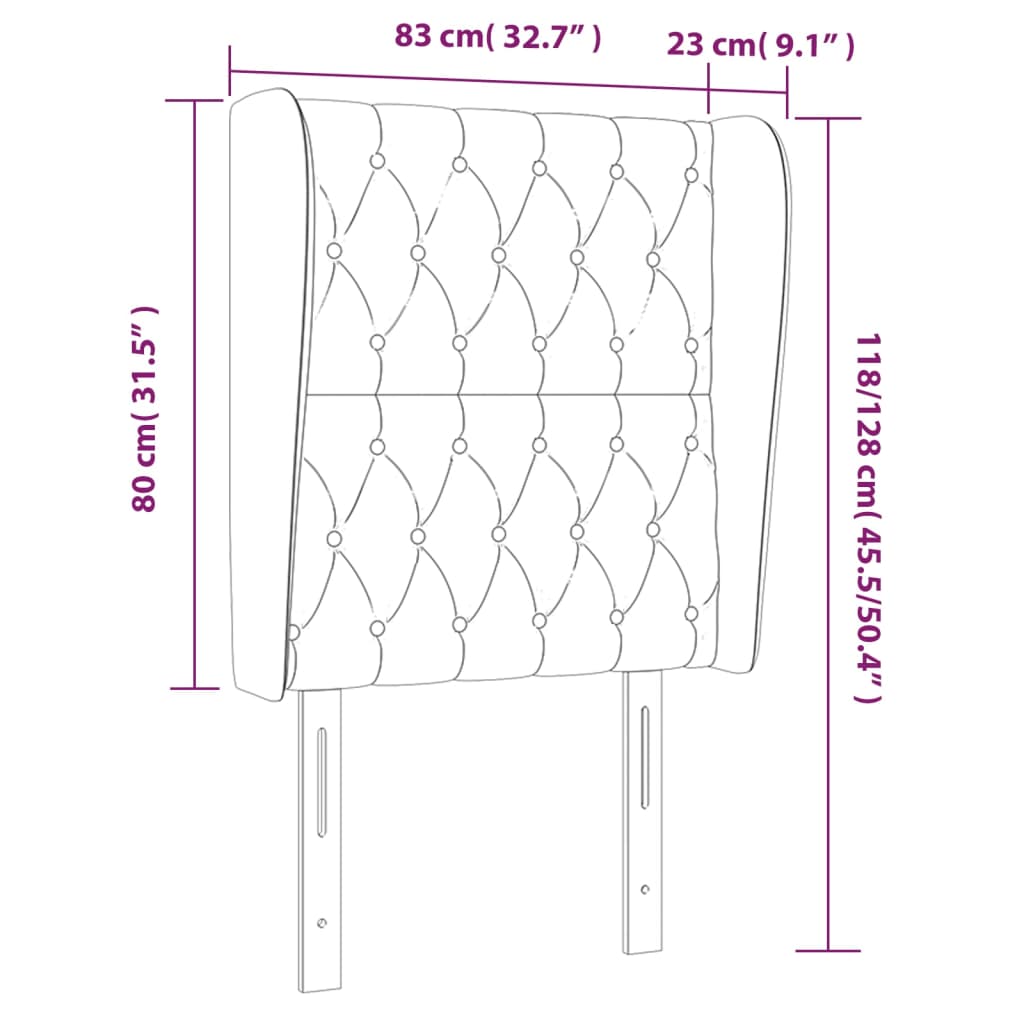 sengegavl med kanter 83x23x118/128 cm stof gråbrun