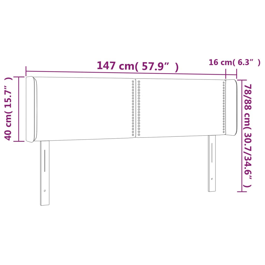 sengegavl med kanter 147x16x78/88 cm kunstlæder sort