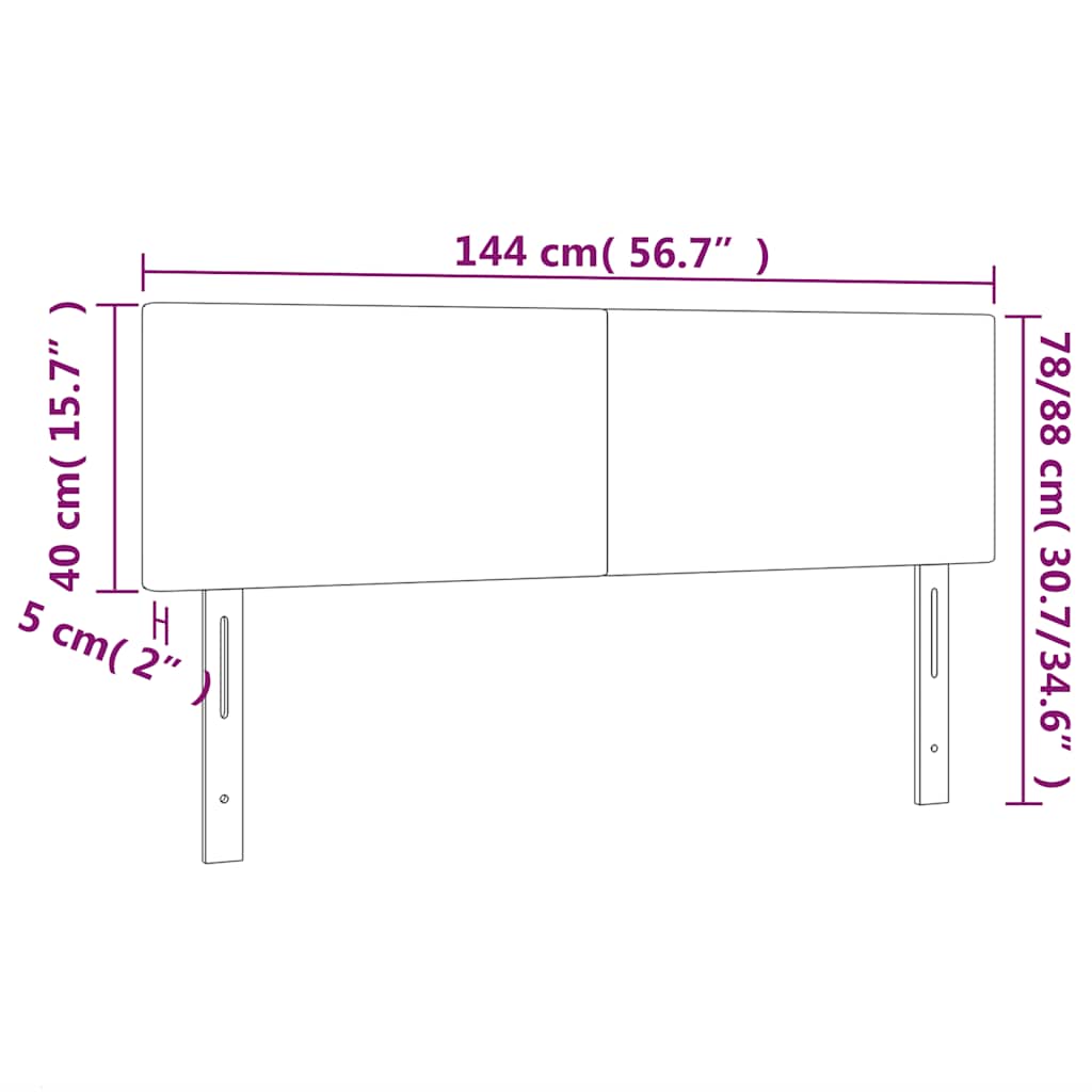 sengegavl med LED-lys 144x5x78/88 cm fløjl mørkegrøn