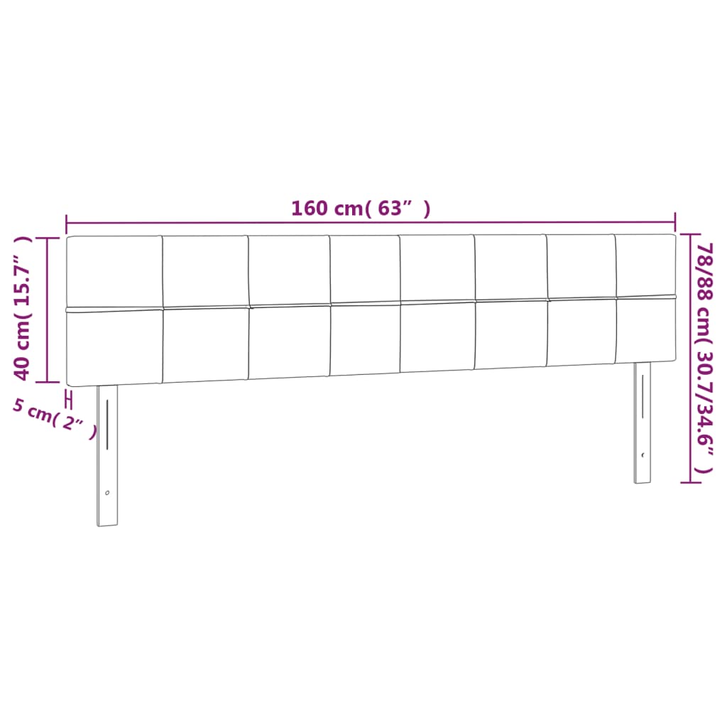 sengegavl med LED-lys 160x5x78/88 cm stof gråbrun