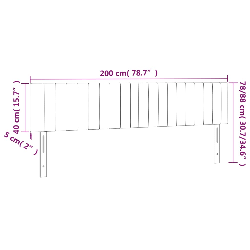 sengegavl med LED-lys 200x5x78/88 cm stof gråbrun