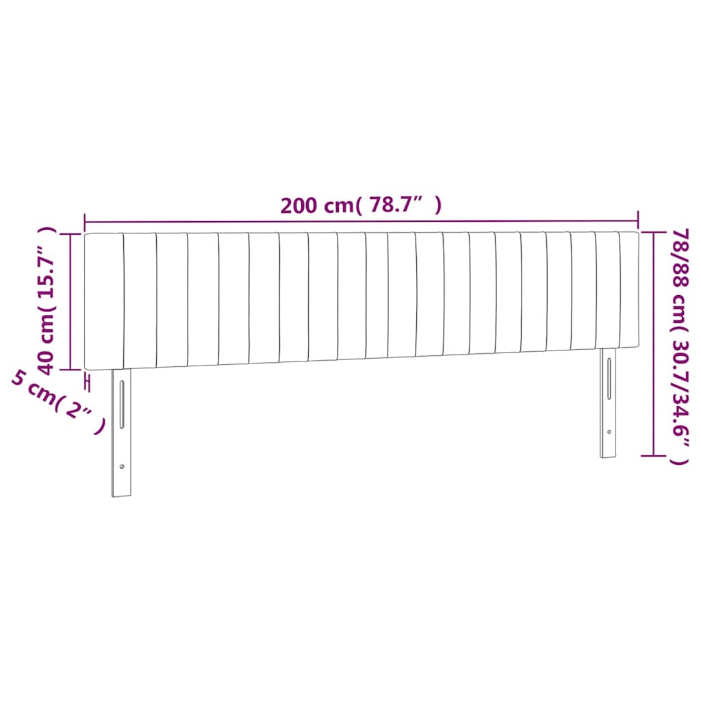 sengegavl med LED-lys 200x5x78/88 cm fløjl mørkegrøn