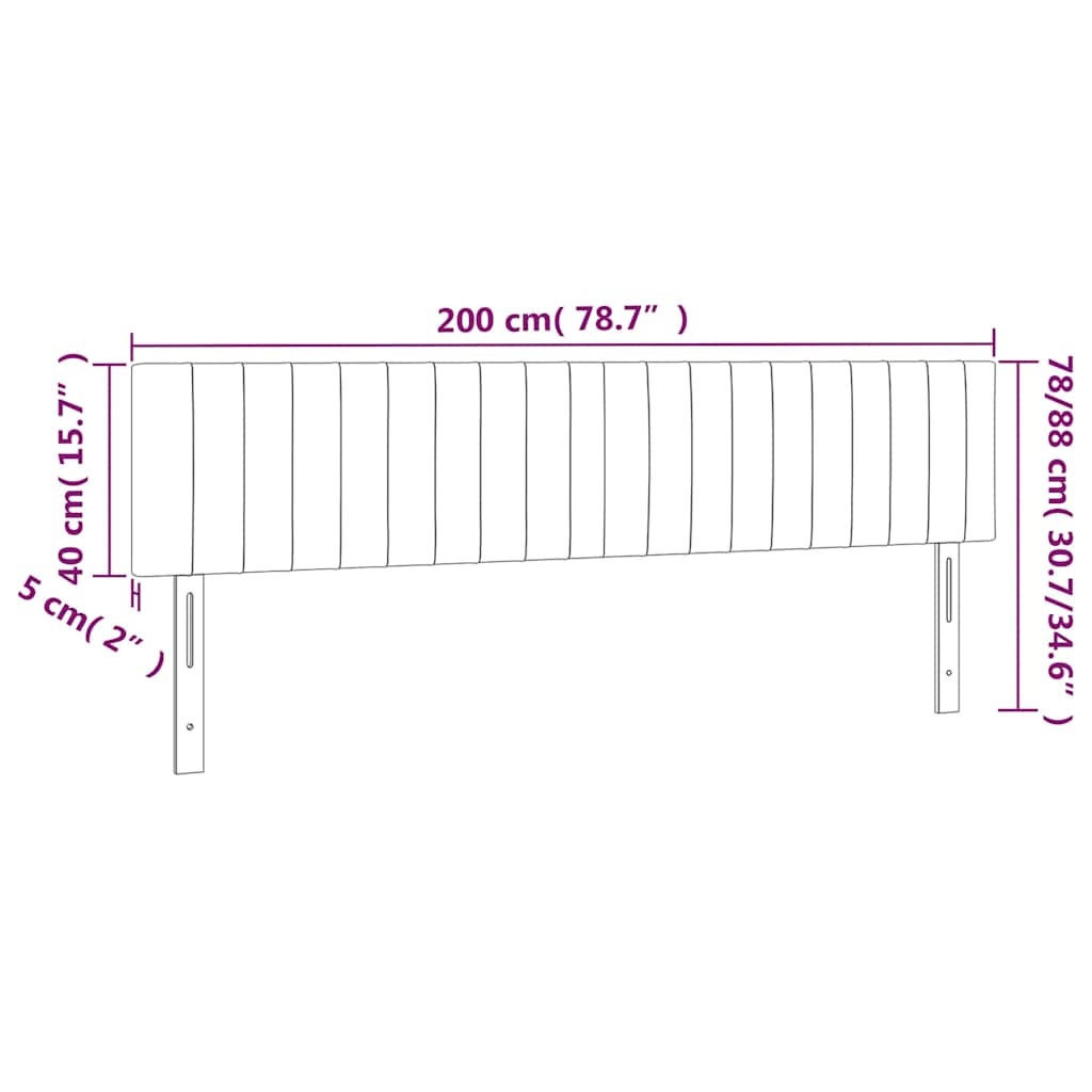 sengegavl med LED-lys 200x5x78/88 cm fløjl mørkeblå