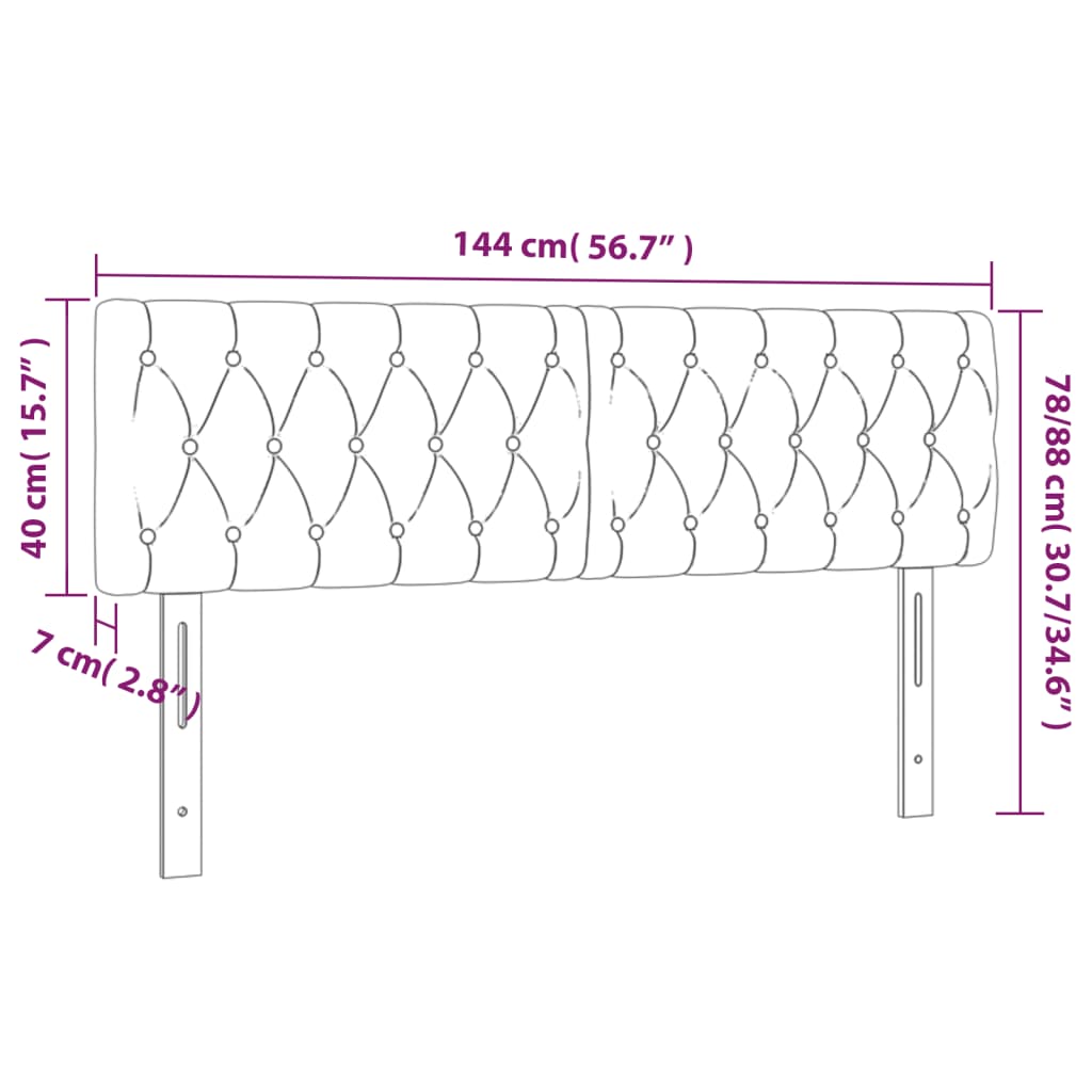 sengegavl med LED-lys 144x7x78/88 cm stof blå