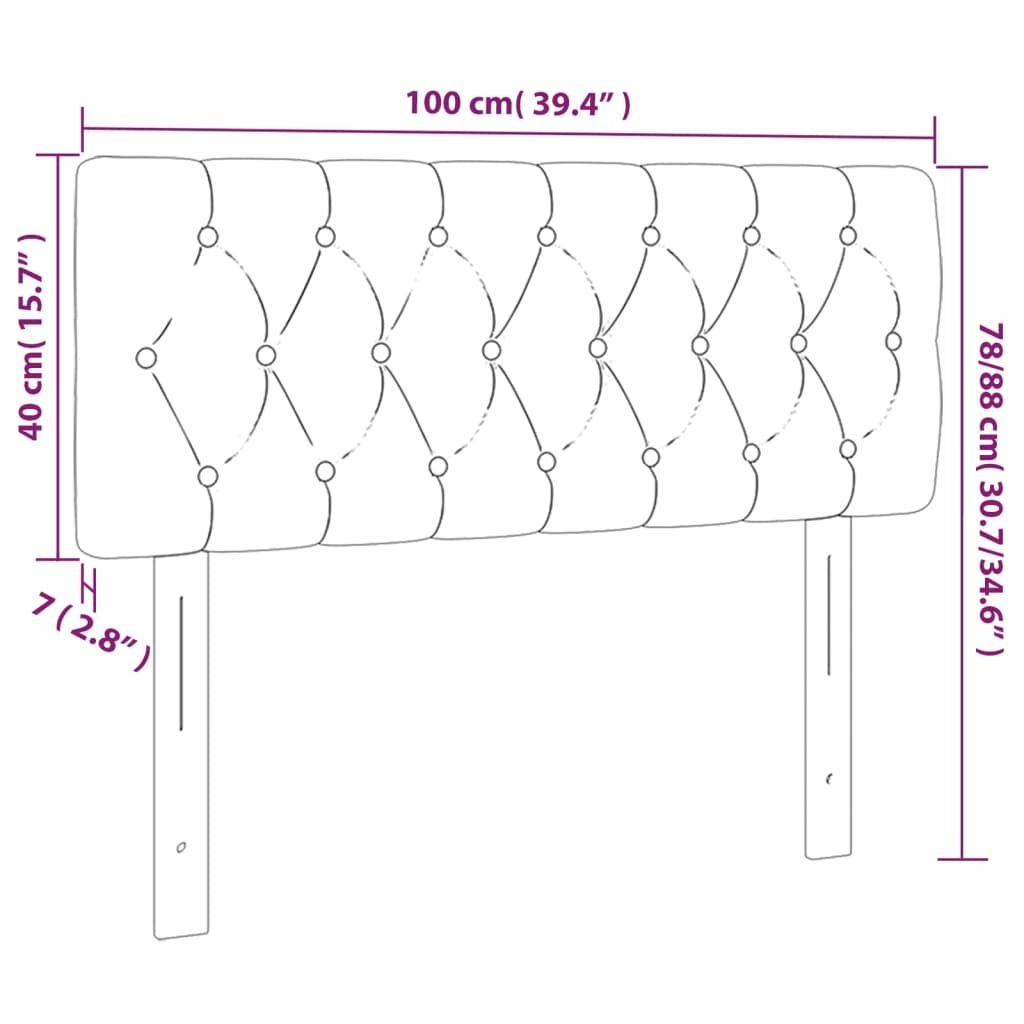 sengegavl med LED-lys 100x7x78/88 cm velour mørkegrå
