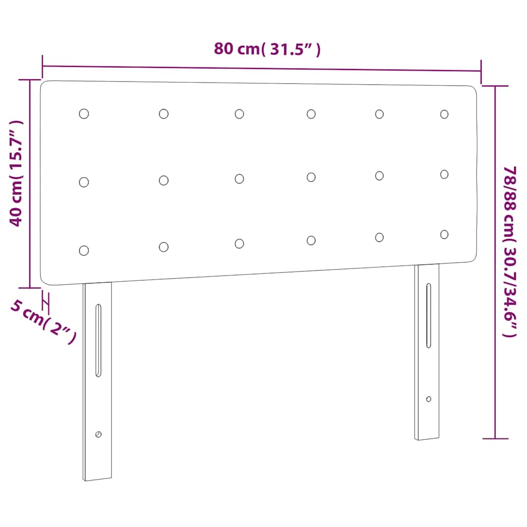 sengegavl med LED-lys 80x5x78/88 cm velour mørkegrøn