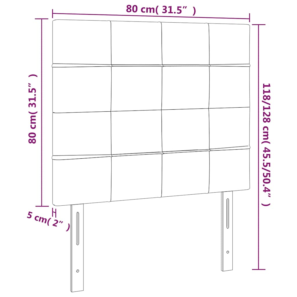 sengegavl med LED-lys 80x5x118/128 cm fløjl mørkeblå