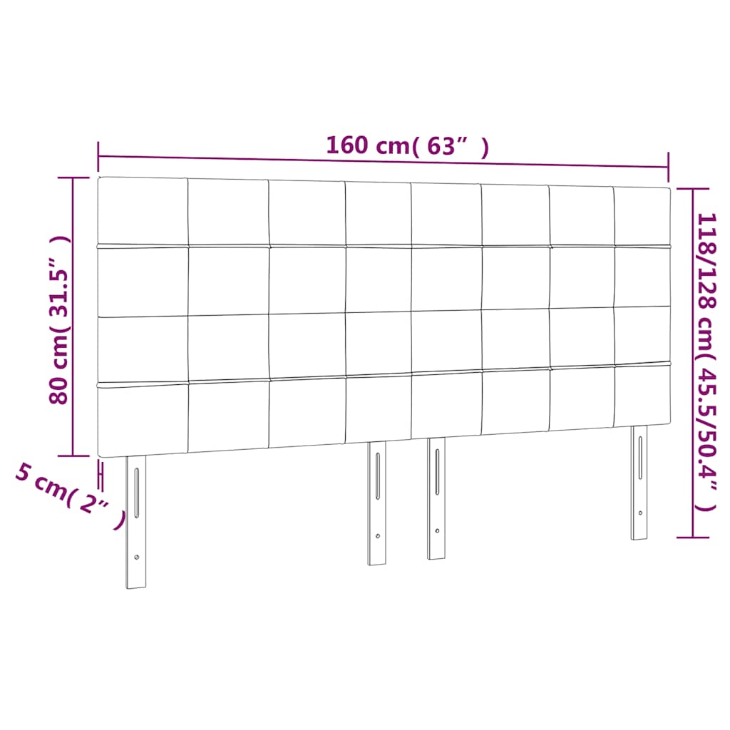 sengegavl med LED-lys 160x5x118/128 cm fløjl mørkegrøn