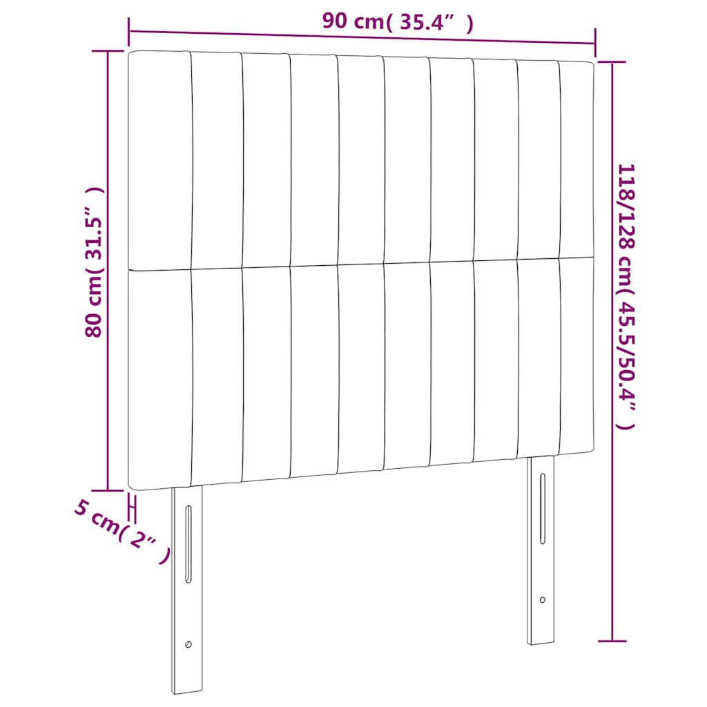 sengegavl med LED-lys 90x5x118/128 cm fløjl mørkegrøn