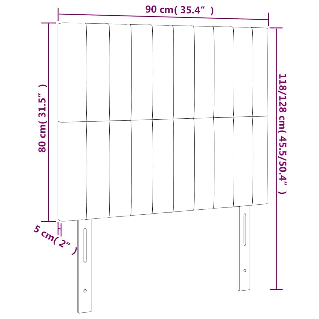 sengegavl med LED-lys 90x5x118/128 cm fløjl mørkeblå